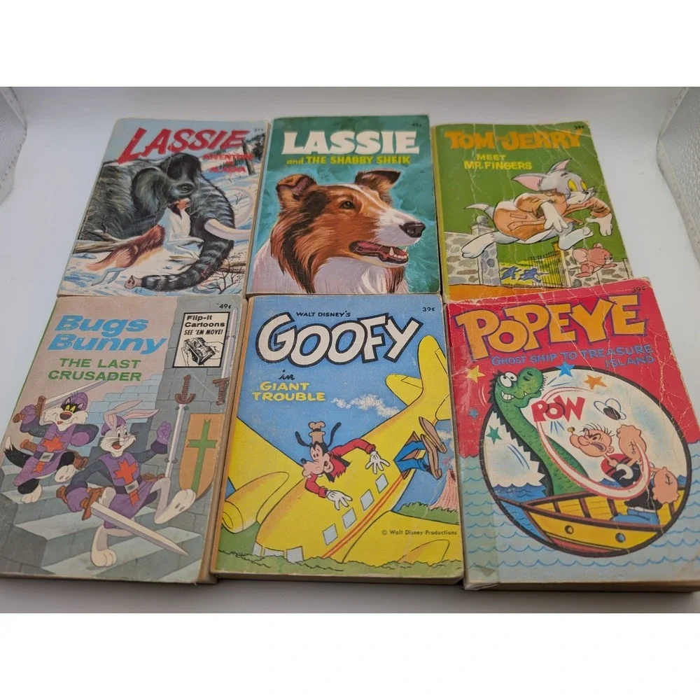 Vintage Little Books Lot Of 6 Lassie Adventures Goofy Popeye Tom Jerry 1968